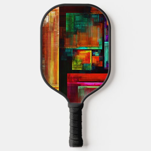 Colorful Squares Modern Abstract Art Pattern 04 Pickleball Paddle