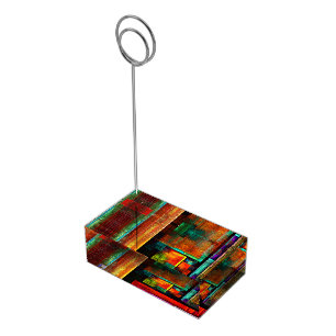 Colorful Squares Modern Abstract Art Pattern #04 Place Card Holder