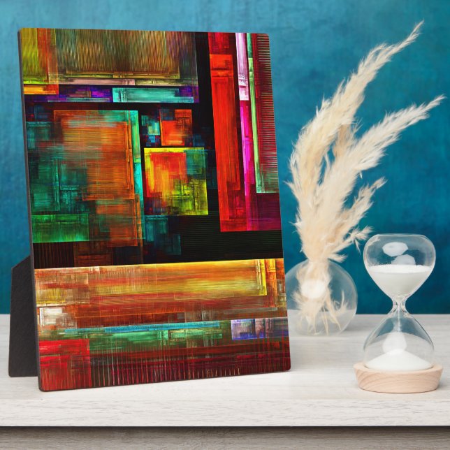 Colorful Squares Modern Abstract Art Pattern #04 Plaque (Side)