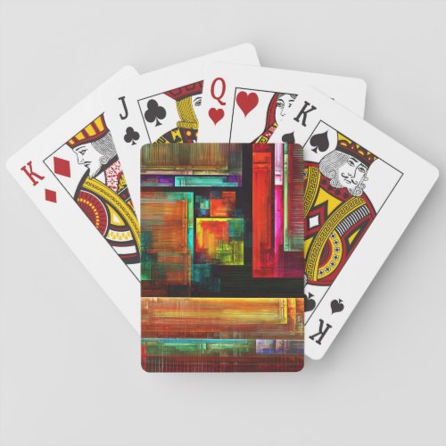 Colorful Squares Modern Abstract Art Pattern 04 Playing Cards