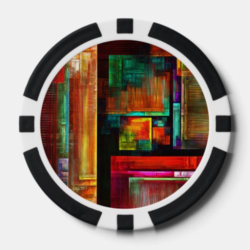 Colorful Squares Modern Abstract Art Pattern 04 Poker Chips