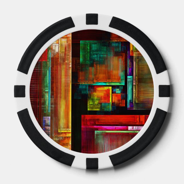 Colorful Squares Modern Abstract Art Pattern #04 Poker Chips (Front)