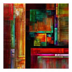 Colorful Squares Modern Abstract Art Pattern #04 Poster