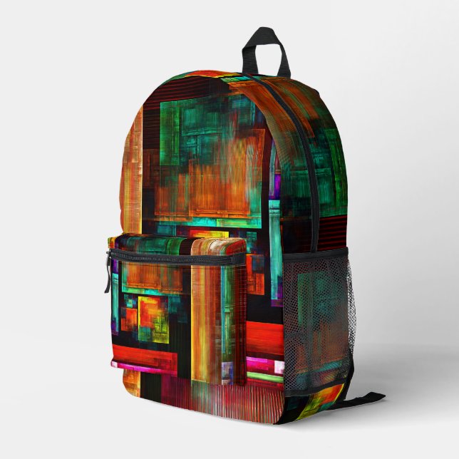 Colorful Squares Modern Abstract Art Pattern #04 Printed Backpack (Back Corner Right)