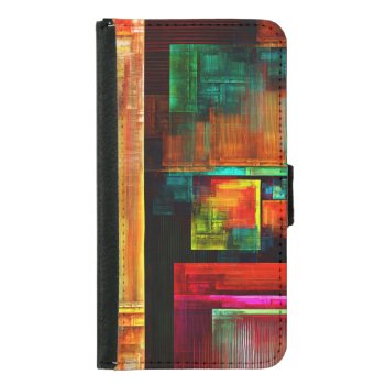 Colorful Squares Modern Abstract Art Pattern #04 Samsung Galaxy S5 Wallet Case by OniArts at Zazzle