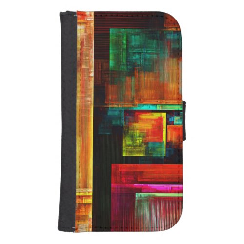 Colorful Squares Modern Abstract Art Pattern 04 Galaxy S4 Wallet Case
