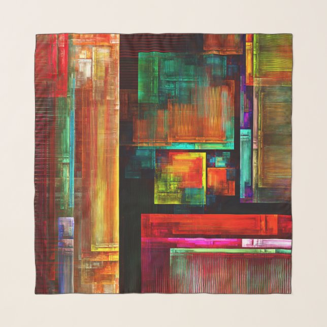 Colorful Squares Modern Abstract Art Pattern #04 Scarf (Front)