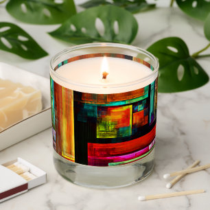 Colorful Squares Modern Abstract Art Pattern #04 Scented Candle