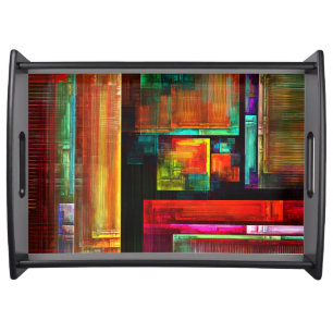 Colorful Squares Modern Abstract Art Pattern #04 Serving Tray