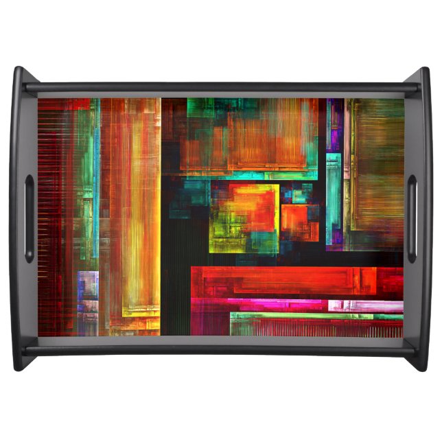 Colorful Squares Modern Abstract Art Pattern #04 Serving Tray (Front)