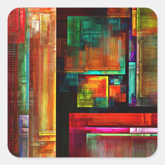 Colorful Squares Modern Abstract Art Pattern #04 Square Sticker (Front)