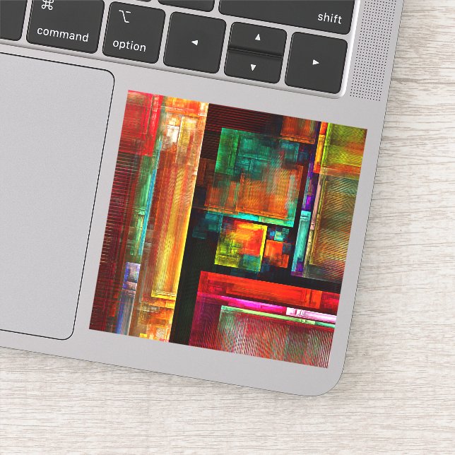 Colorful Squares Modern Abstract Art Pattern #04 Sticker (Detail)
