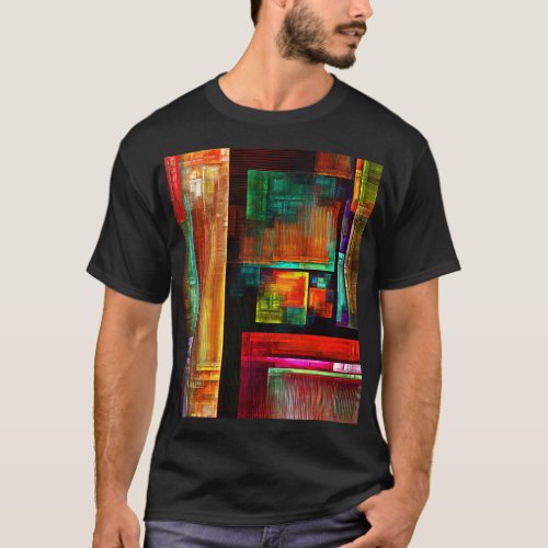 Colorful Squares Modern Abstract Art Pattern 04 T_Shirt