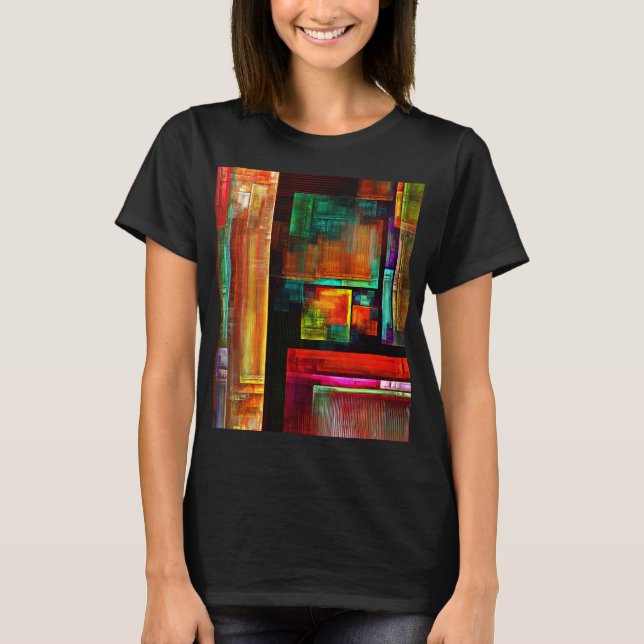 Colorful Squares Modern Abstract Art Pattern #04 T-Shirt (Front)