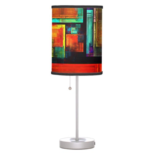Colorful Squares Modern Abstract Art Pattern 04 Table Lamp