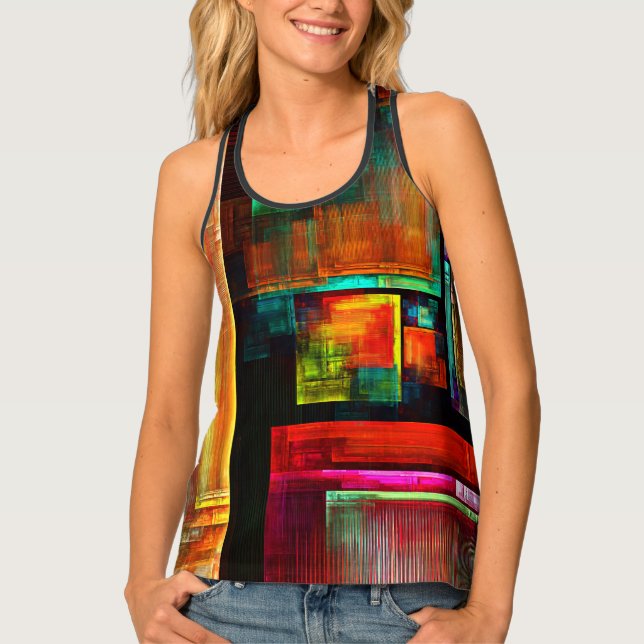Colorful Squares Modern Abstract Art Pattern #04 Tank Top (Front)