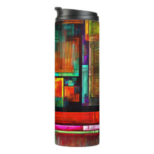 Colorful Squares Modern Abstract Art Pattern #04 Thermal Tumbler
