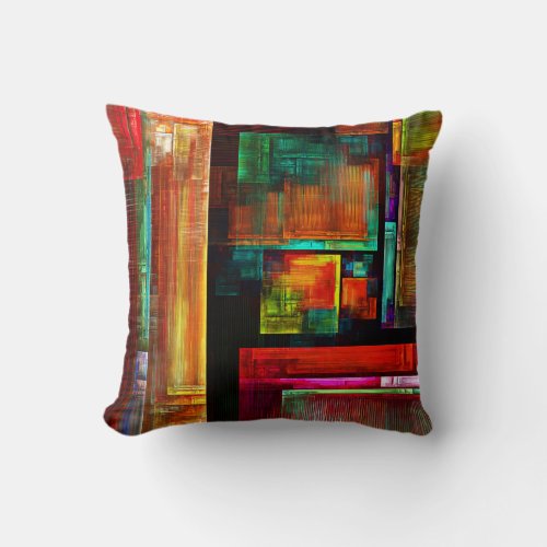 Colorful Squares Modern Abstract Art Pattern 04 Throw Pillow