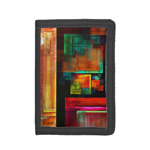 Colorful Squares Modern Abstract Art Pattern #04 Tri-fold Wallet