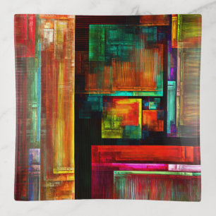 Colorful Squares Modern Abstract Art Pattern #04 Trinket Tray