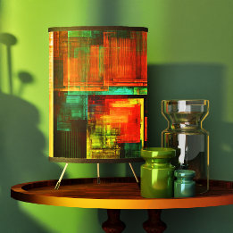 Colorful Squares Modern Abstract Art Pattern #04 Tripod Lamp