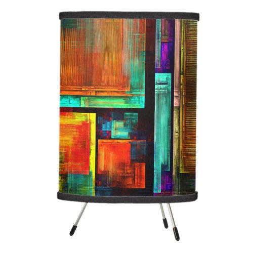 Colorful Squares Modern Abstract Art Pattern 04 Tripod Lamp