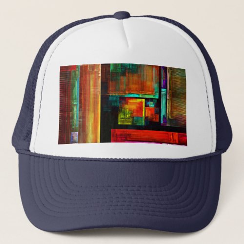 Colorful Squares Modern Abstract Art Pattern 04 Trucker Hat