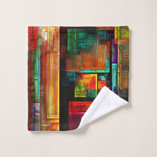 Colorful Squares Modern Abstract Art Pattern 04 Wash Cloth