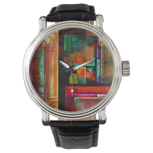 Colorful Squares Modern Abstract Art Pattern #04 Watch