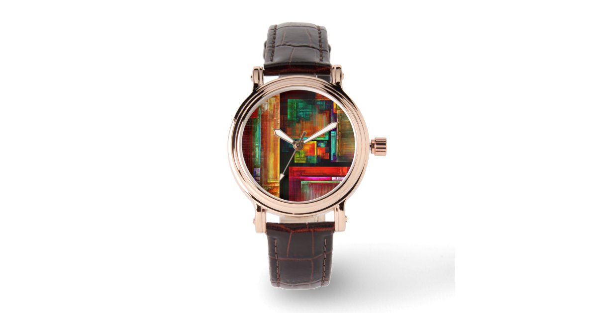 Colorful Squares Modern Abstract Art Pattern #04 Watch | Zazzle