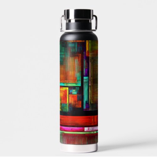 Colorful Squares Modern Abstract Art Pattern 04 Water Bottle