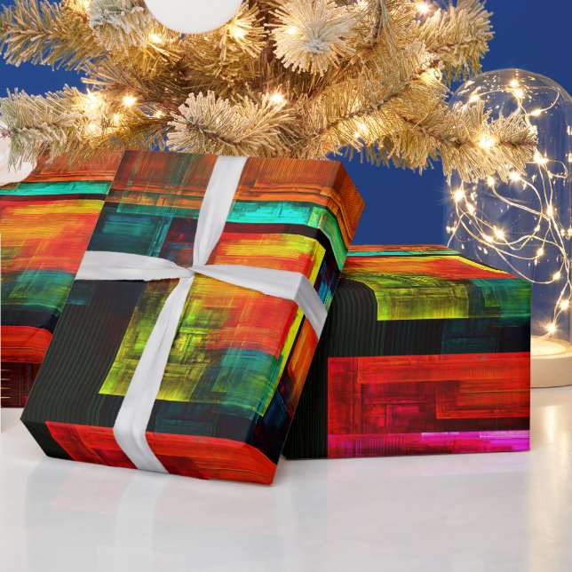 Colorful Squares Modern Abstract Art Pattern #04 Wrapping Paper (Holidays)