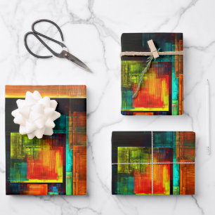 Colorful Squares Modern Abstract Art Pattern #04 Wrapping Paper Sheets