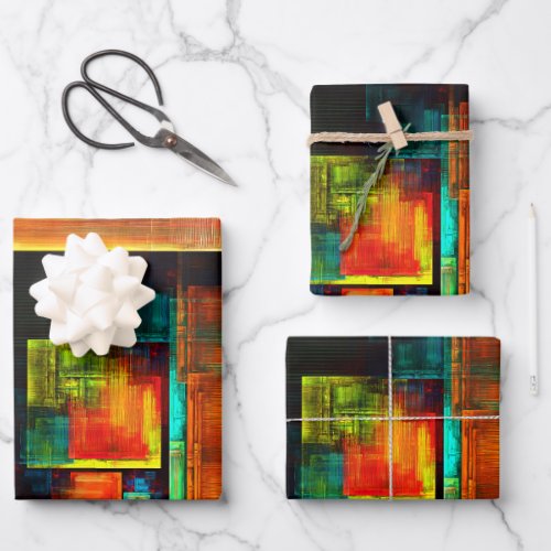 Colorful Squares Modern Abstract Art Pattern 04 Wrapping Paper Sheets