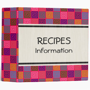Colorful Squares Modern Geometric Pattern 3 Ring Binder
