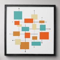 Colorful Squares On Grid Mid Century Modern