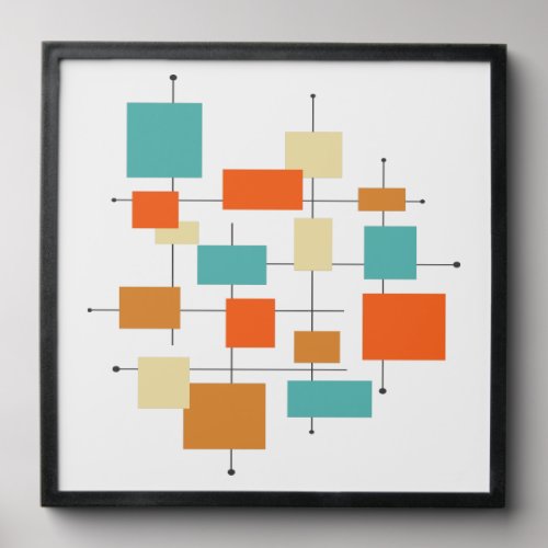 Colorful Squares On Grid Mid Century Modern Peel And Stick Photo Tile