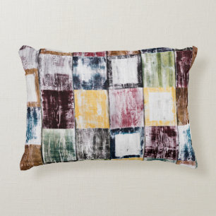 Colorful squares pattern accent pillow