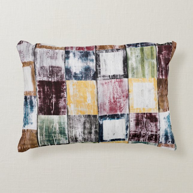 Colorful  squares pattern accent pillow (Front)