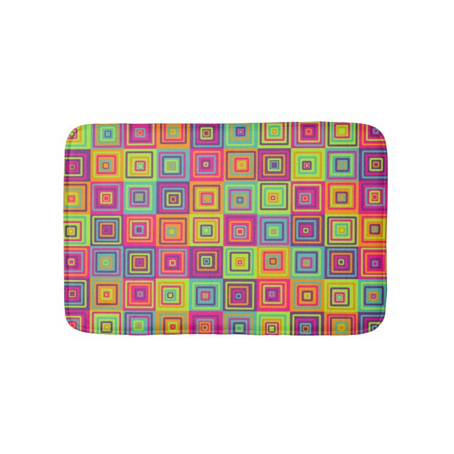 colorful Squares Pattern Bath Mat (Front)