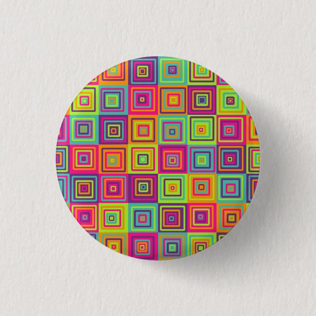 Colorful Squares Pattern Button (Front)