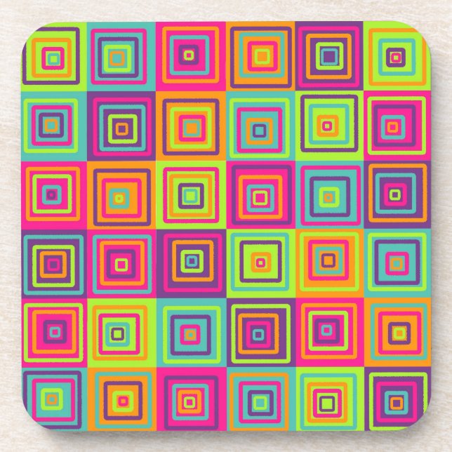 Colorful Squares Pattern Coaster (Front)