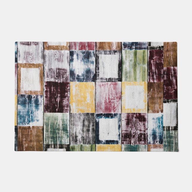 Colorful  squares pattern doormat (Front)