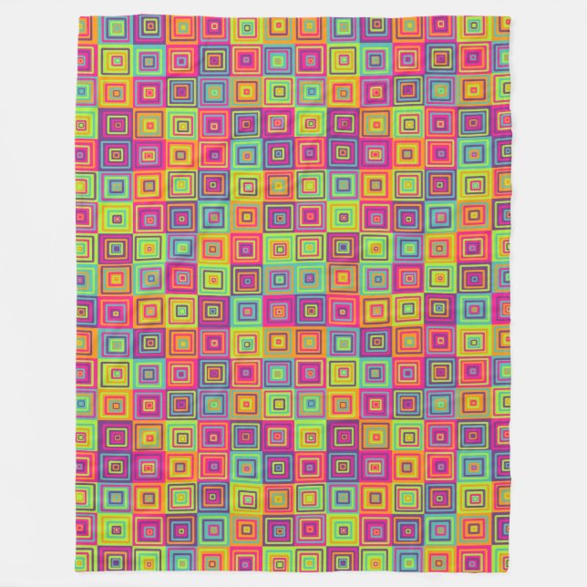 Colorful Squares Pattern Fleece Blanket (Front)