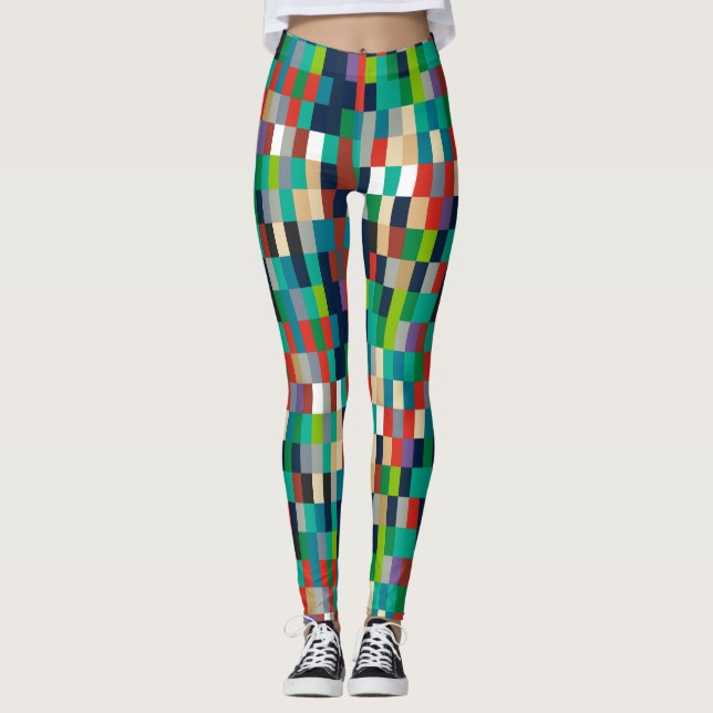 Colorful Squares Pattern Leggings (Front)
