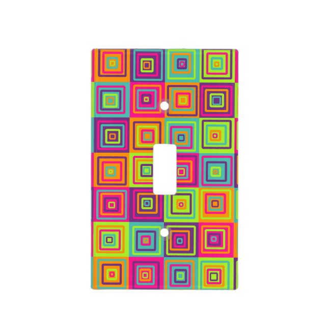 Colorful Squares Pattern Light Switch Cover (Front)