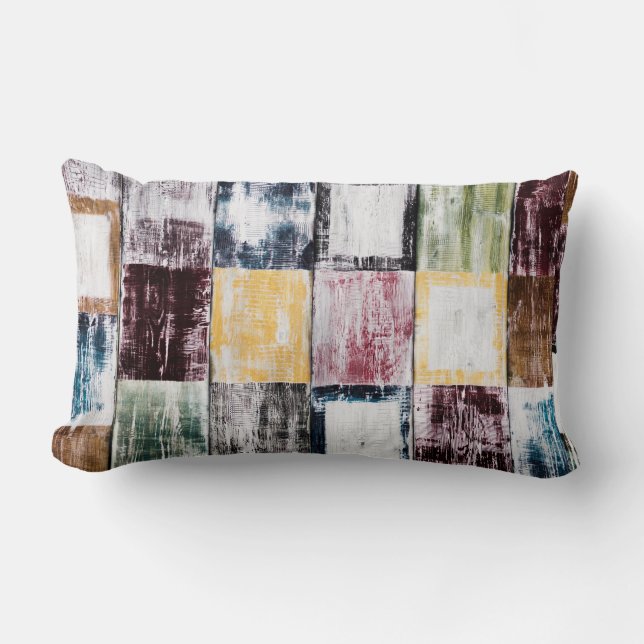 Colorful  squares pattern lumbar pillow (Front)