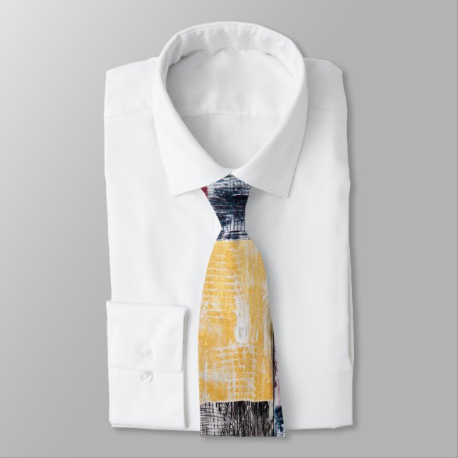 Colorful  squares pattern neck tie (Tied)