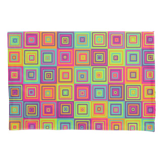 Colorful Squares Pattern Pillow Case (Front)