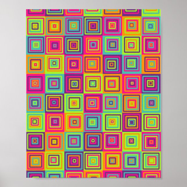 Colorful Squares Pattern Poster (Front)